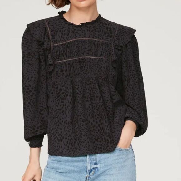 RAILS Kadi Top Spotted Slate Black Charcoal Gray Women’s Size Large - Picture 1 of 13